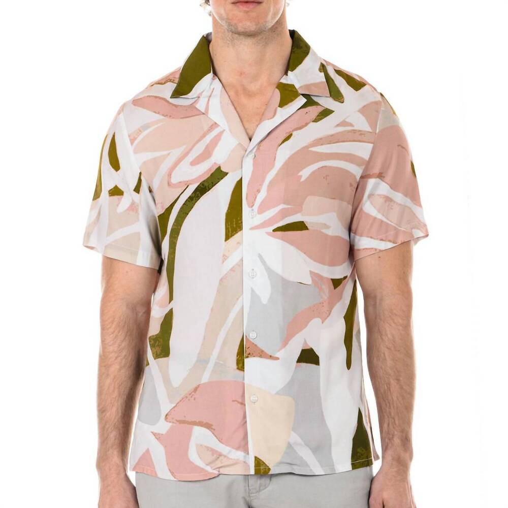 NEW ORIGINAL PAPERBACKS rio floral short sleeve shirt in cream/mauve
